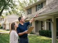Roofer meeting homeowner