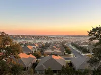 Suburban neighborhood at sunrise