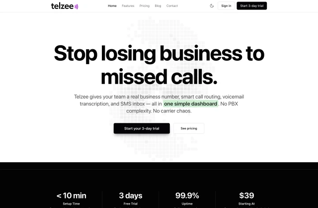 Telzee website built by Apaya