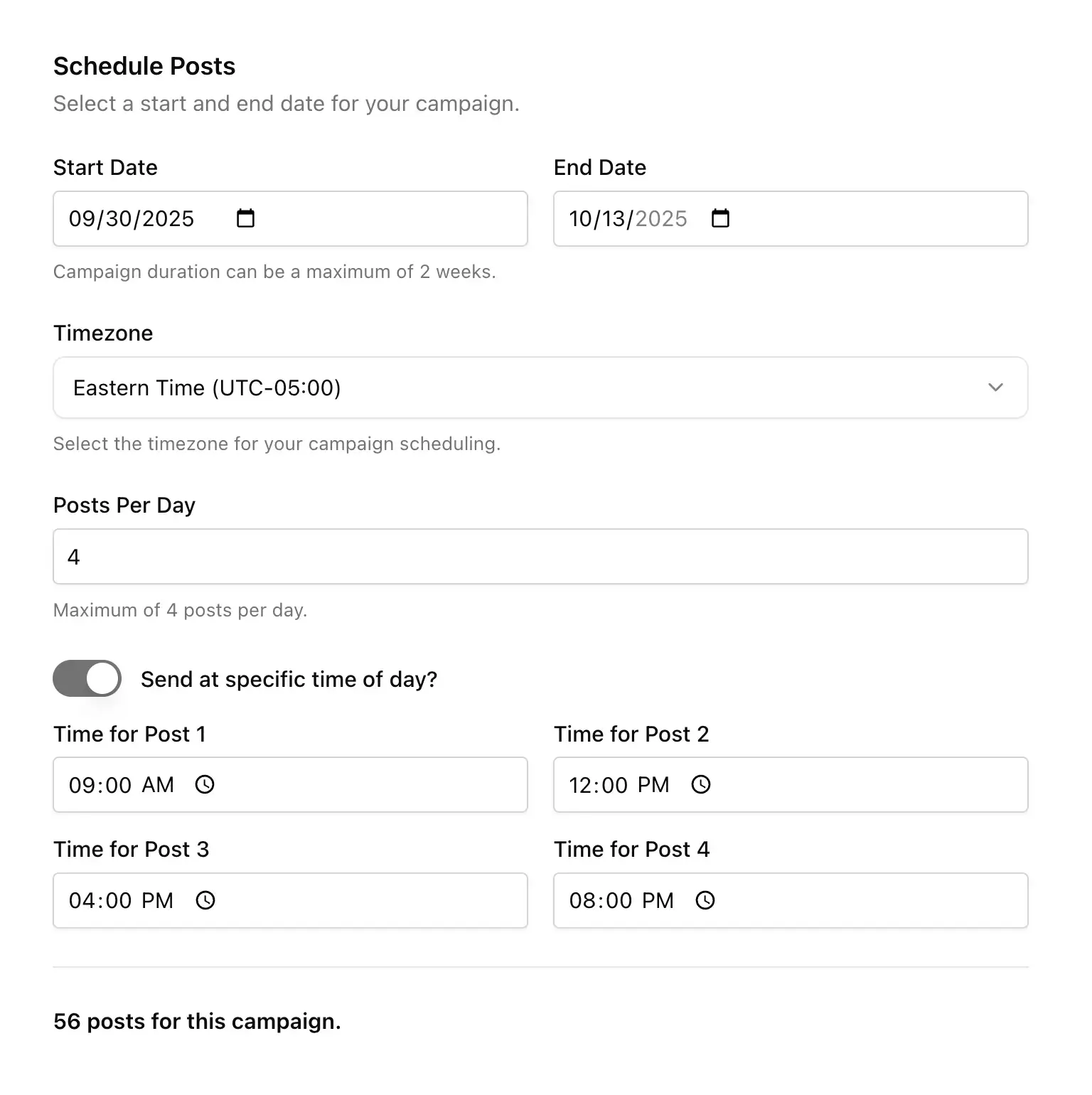 Campaign Scheduling Interface