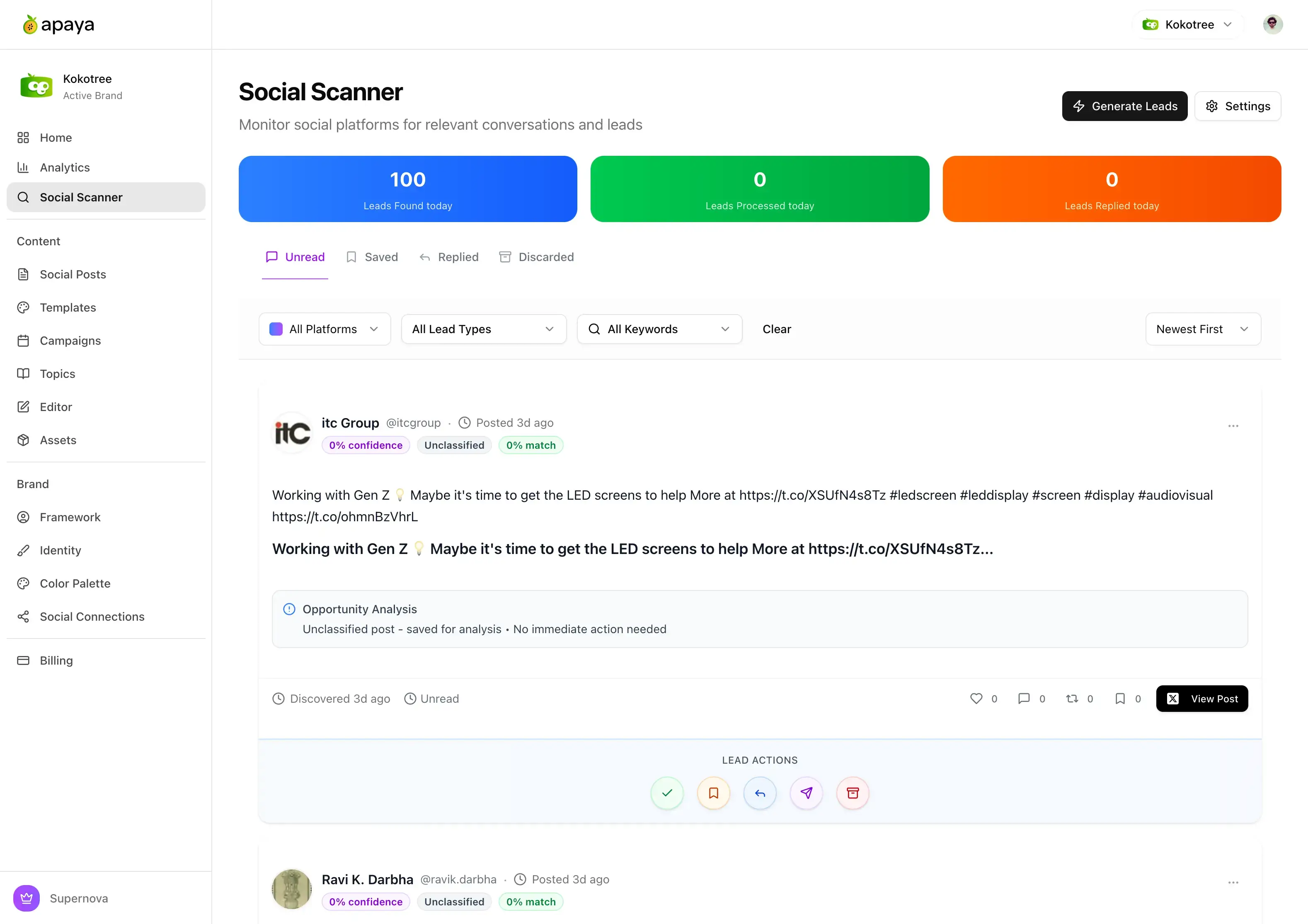 Apaya Social Scanner screenshot