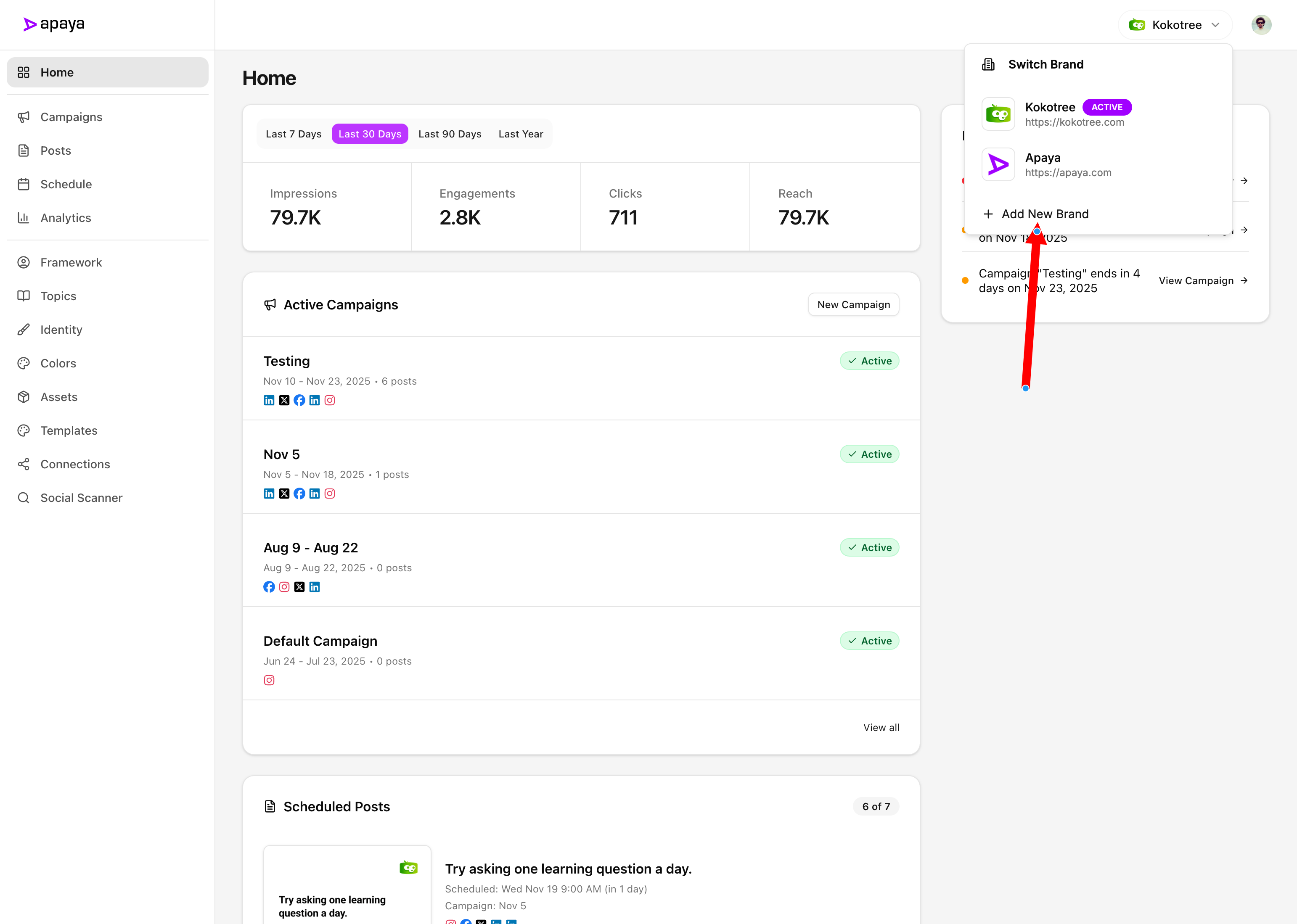 Apaya Add New Brand Button