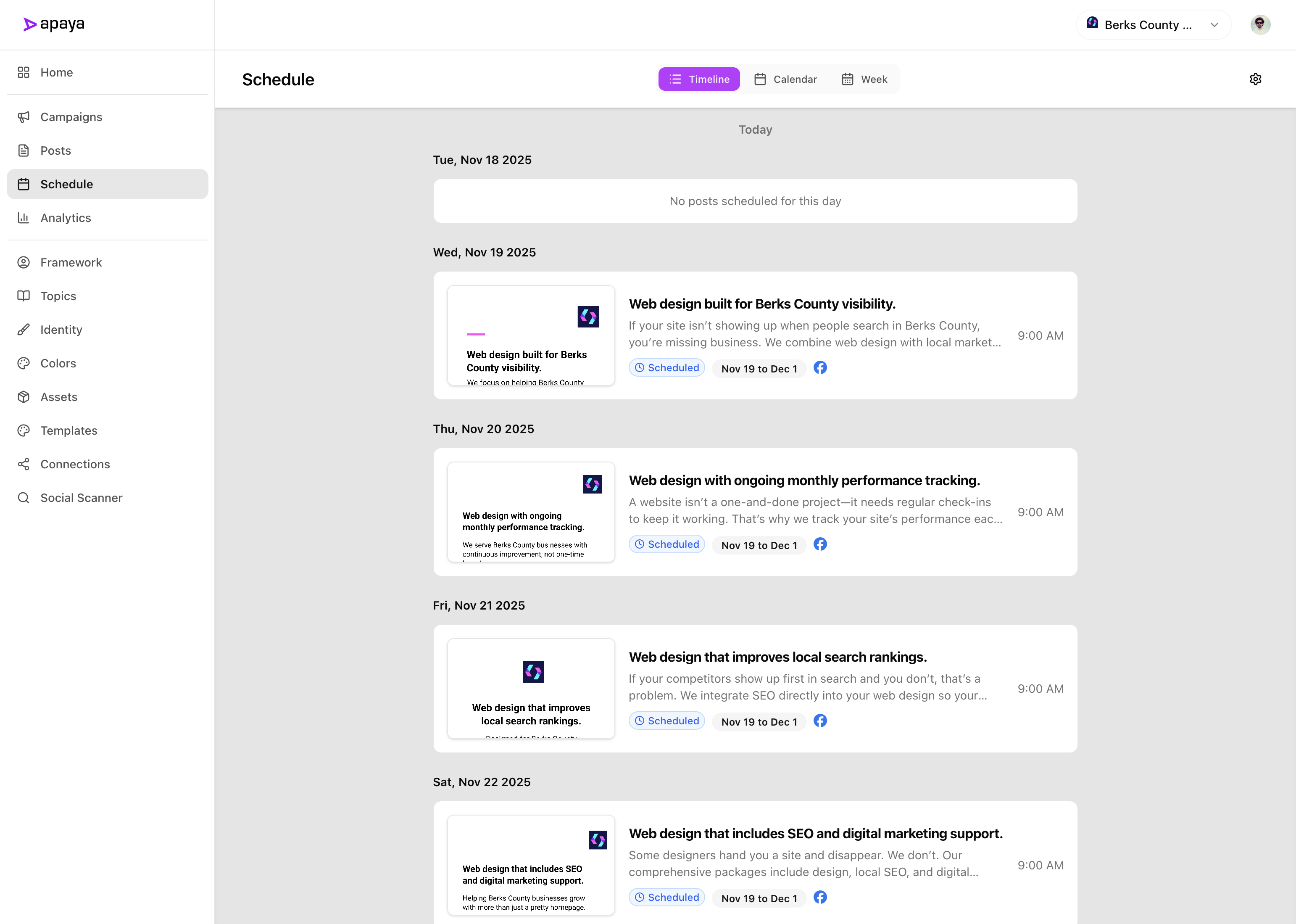 Apaya Schedule Timeline View