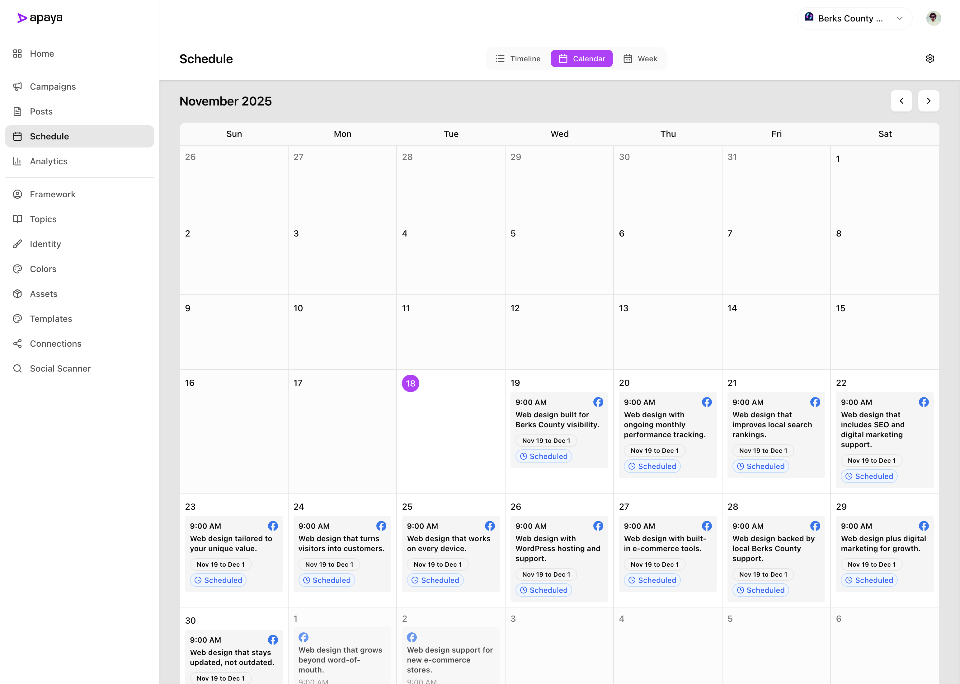 Apaya Schedule Calendar View
