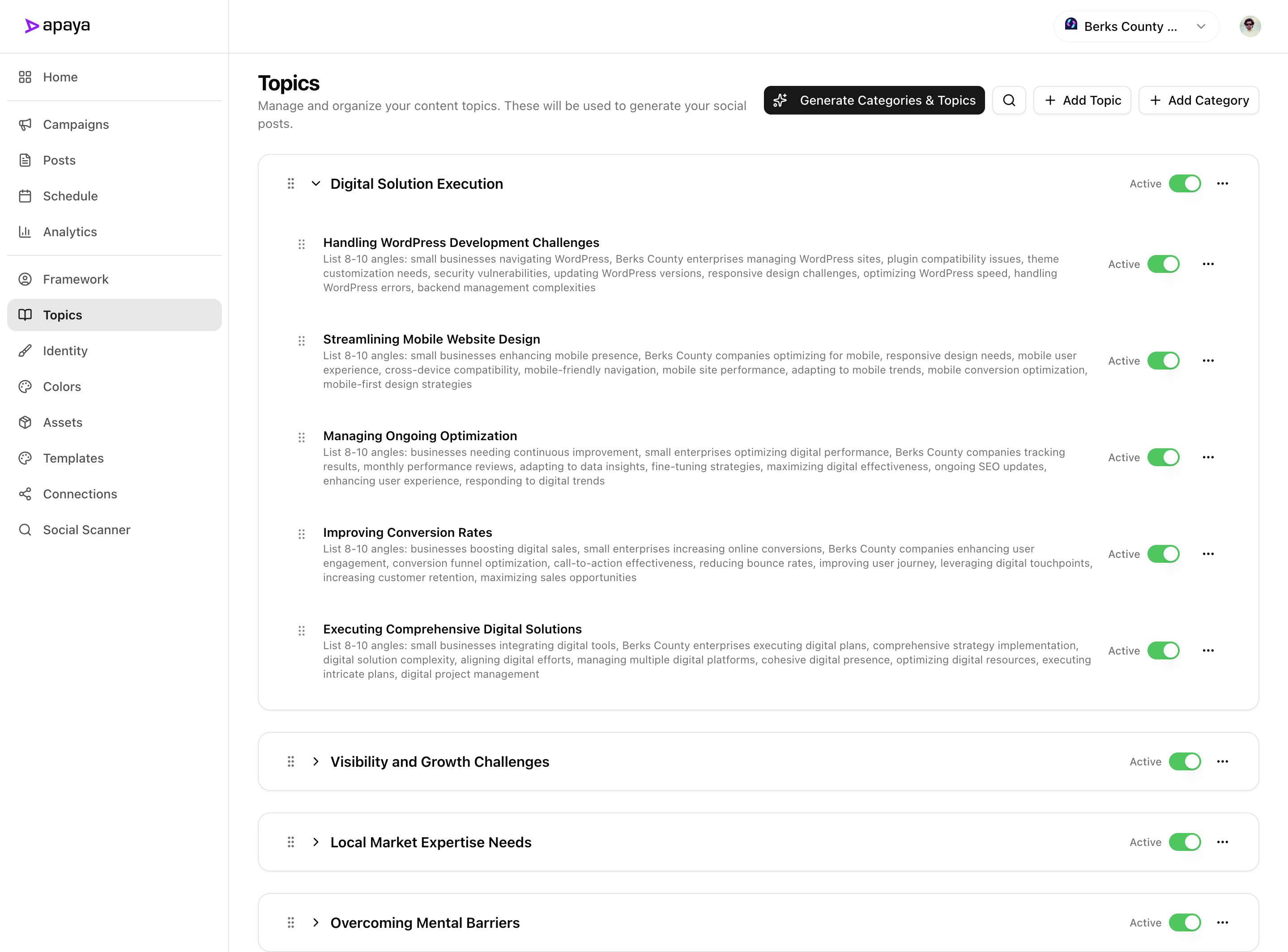 Apaya Social Media Post Topics