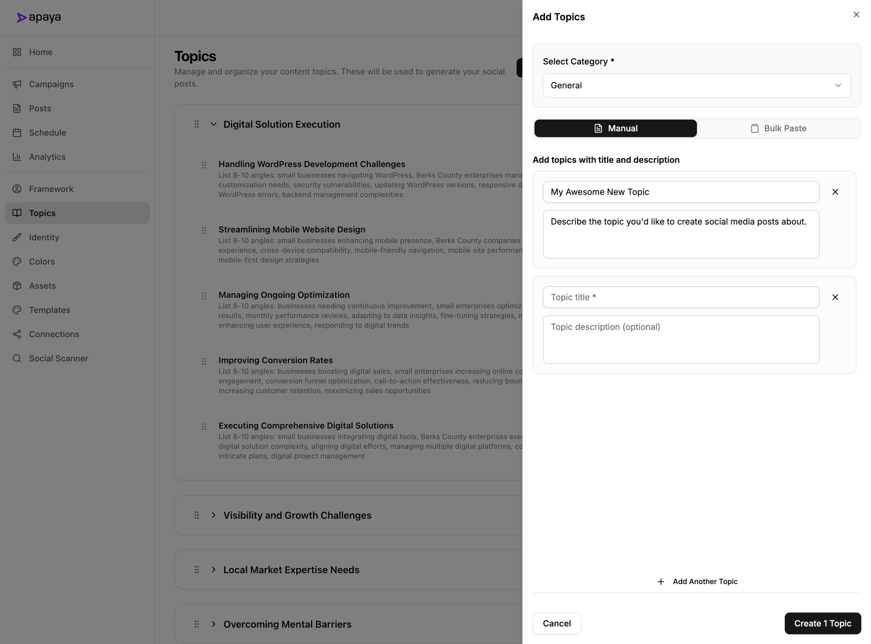 Apaya Content Creation Topics