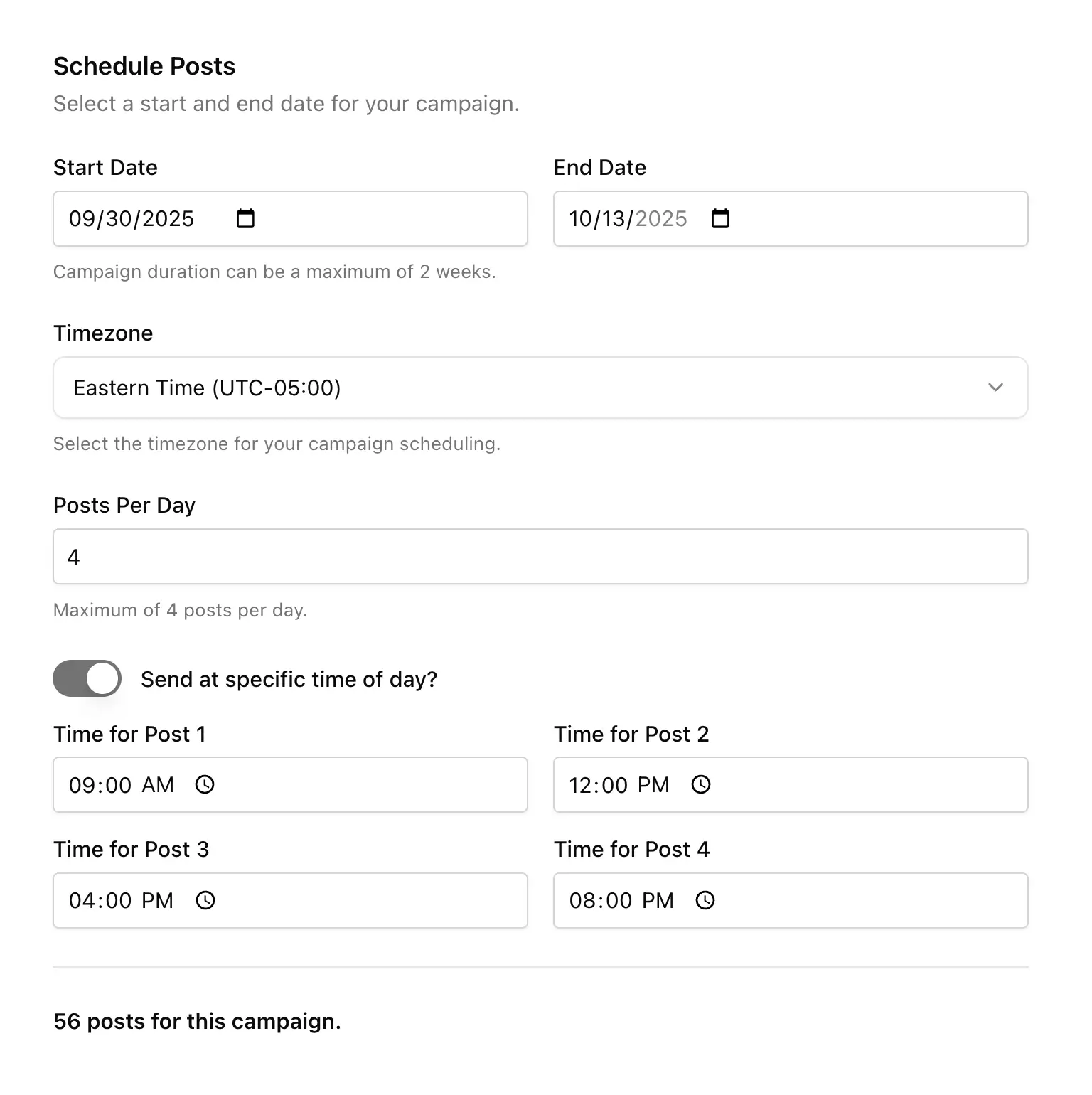 Campaign Scheduling Interface