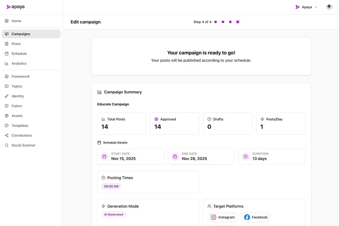 Apaya Campaign Scheduled