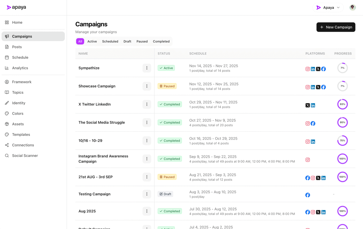 Apaya Social Media Campaigns