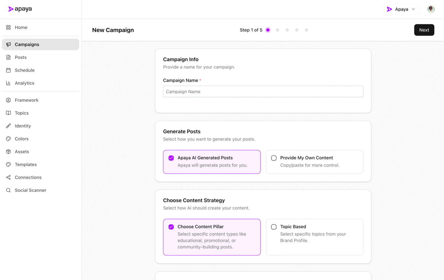 Apaya Create Campaign