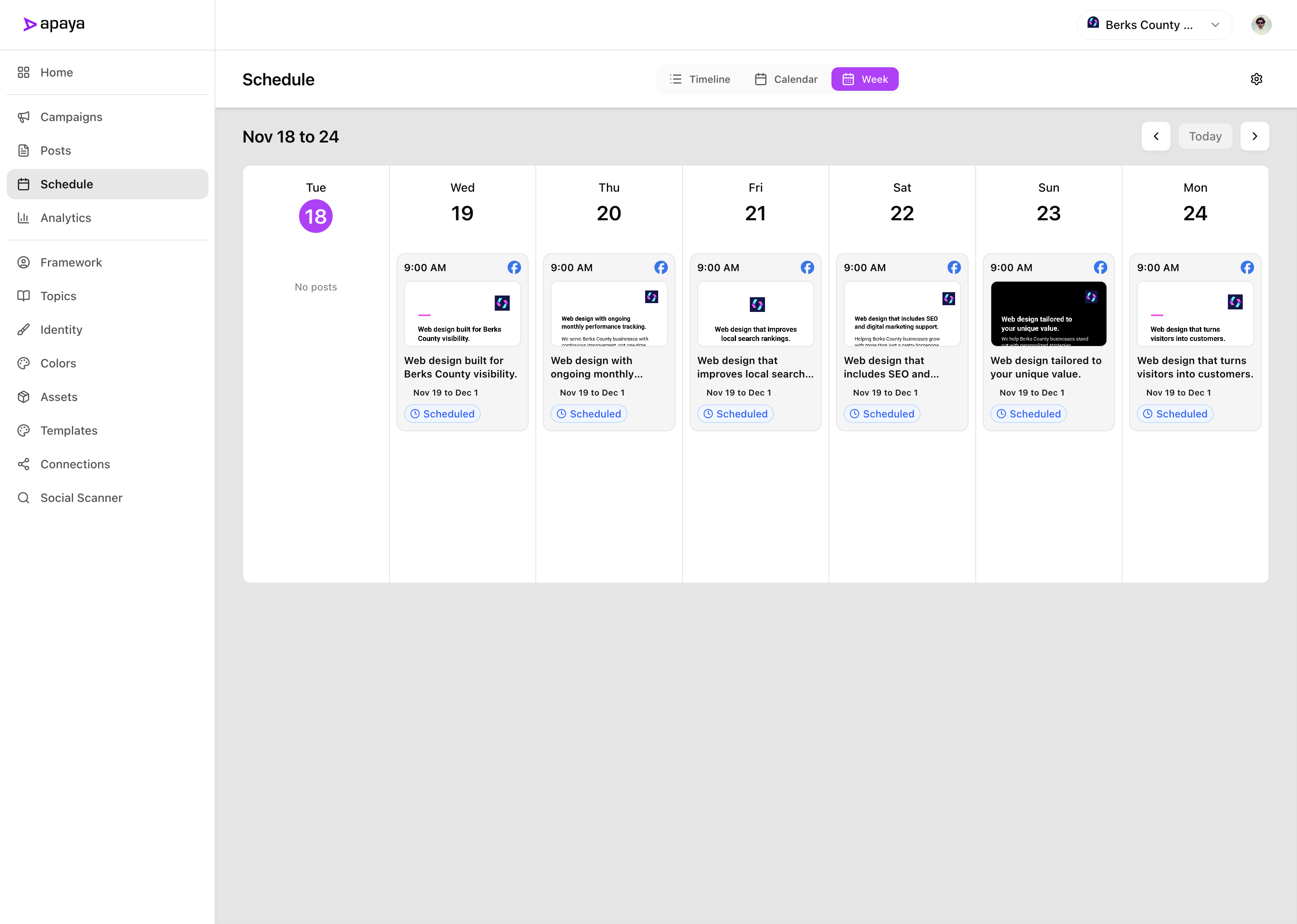 Apaya Schedule Week View