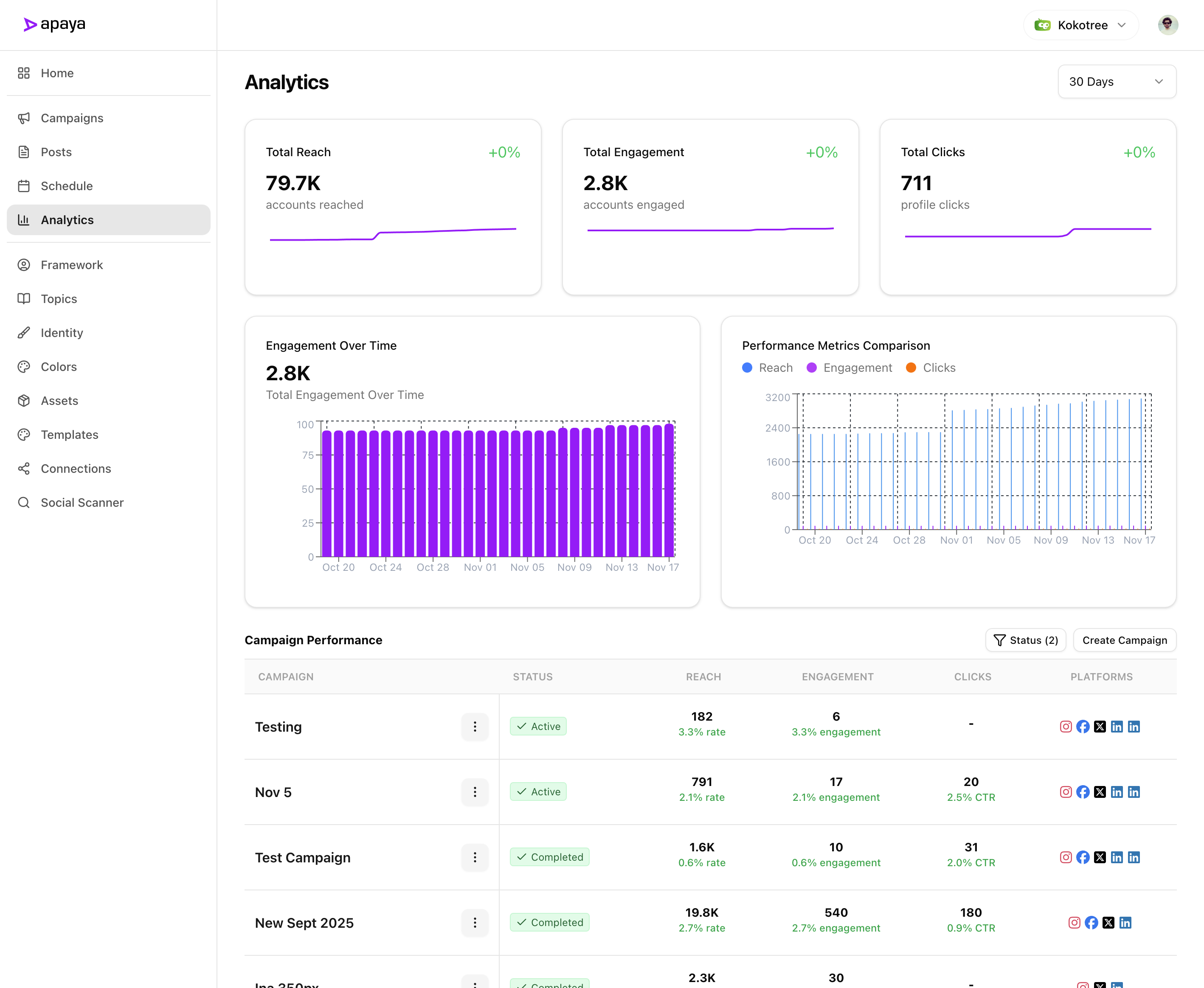 Apaya Main Analytics Dashboard