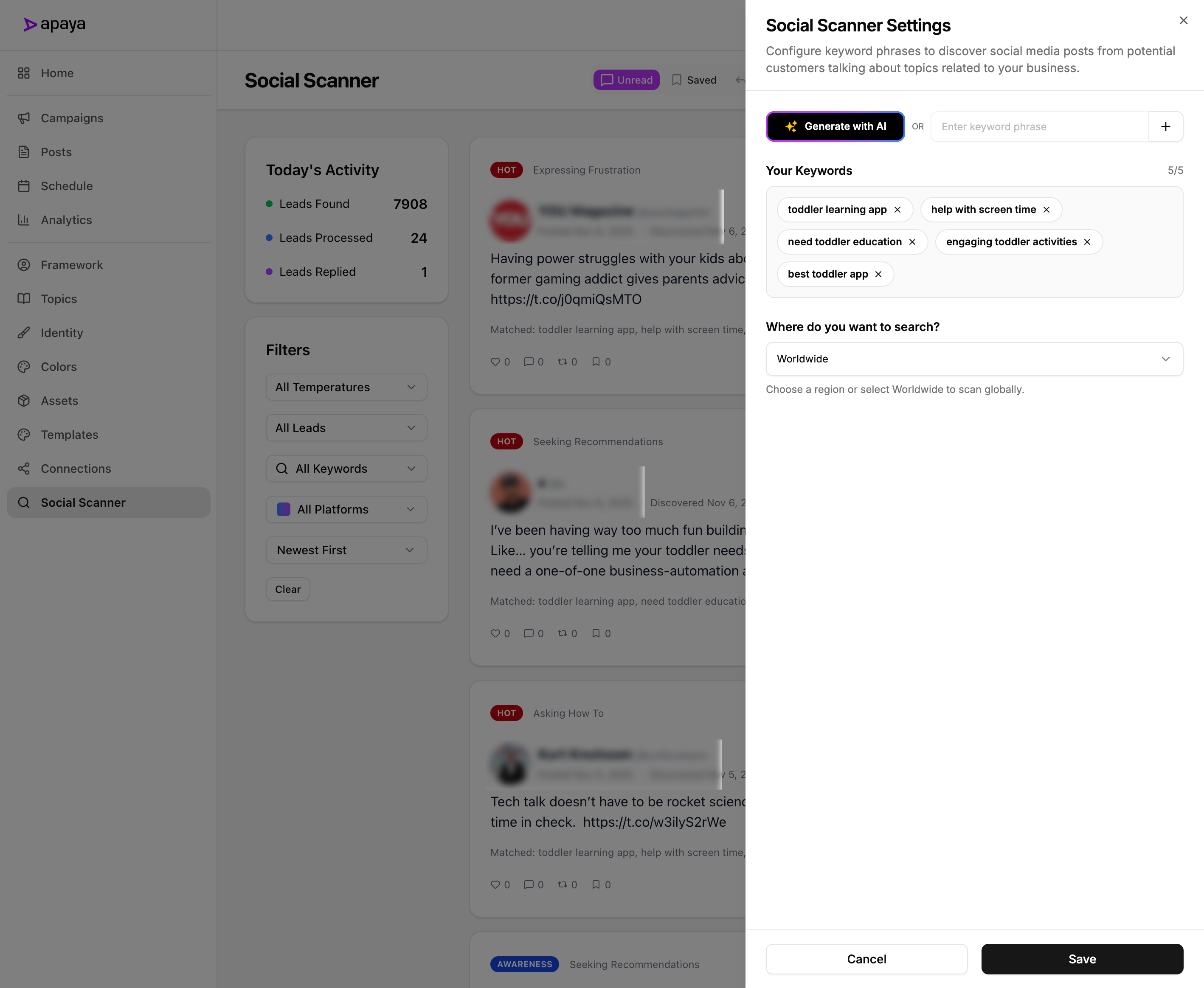 Apaya Social Scanner Settings
